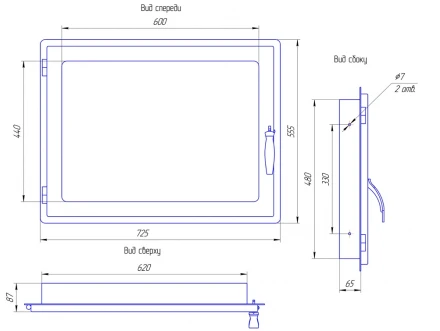 Дверца каминная стальная 725*555, без поддувала (Россия)