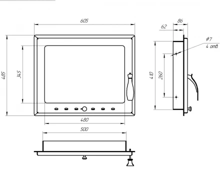 Дверца каминная стальная 605*485, с поддувалом (Россия)