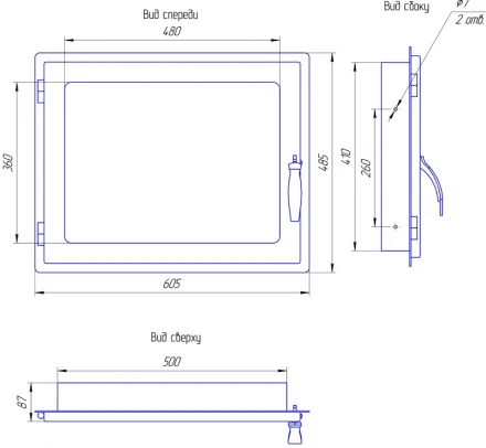 Дверца каминная стальная 605*485, без поддувала (Россия)
