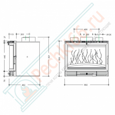 Чугунная топка INVICTA INSERT 700 PANORAMIQUE TURBO (INVICTA)