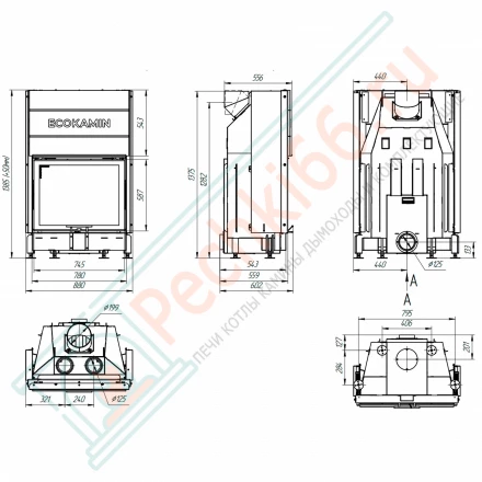 Каминная топка Вега 800 принтинг (Экокамин)