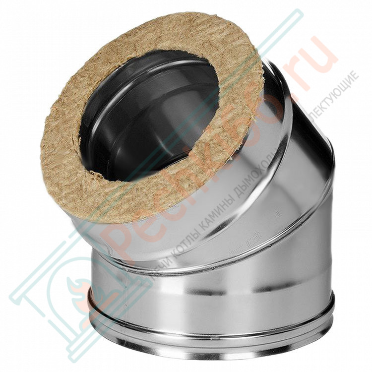 Отвод 45° с изол (НЕРЖ-321/0,8-НЕРЖ-439/0,5) d-120/200 (Дымок-Lux)