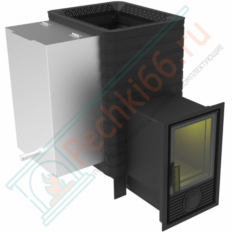 Печь для бани Фаворит 24 Д-2, каминная дверца, с баком 35 л (Березка)