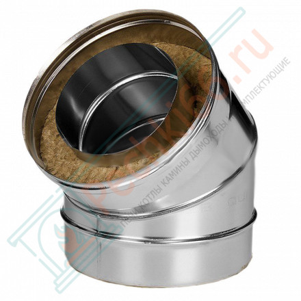 Отвод 45° с изол (НЕРЖ-321/0,8-НЕРЖ-439/0,5) d-150/230 (Дымок-Lux)