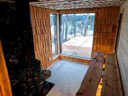 Дровяная банная печь Grill'D Violet Short Window Max (Камень колотый 100 кг)