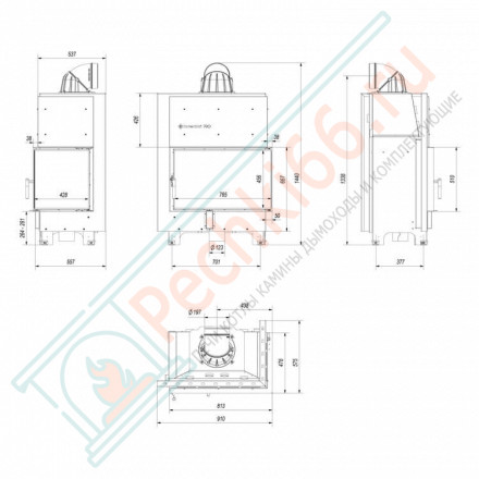 Стальная топка MBO/P/BS/SG, гнутое стекло (Kratki)