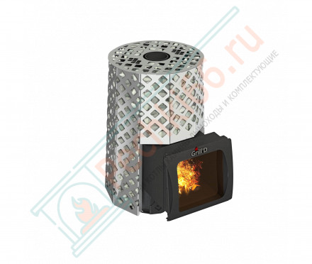 Дровяная банная печь Grill'D Violet Steel Romb Short Window Max (Камень колотый 100 кг)
