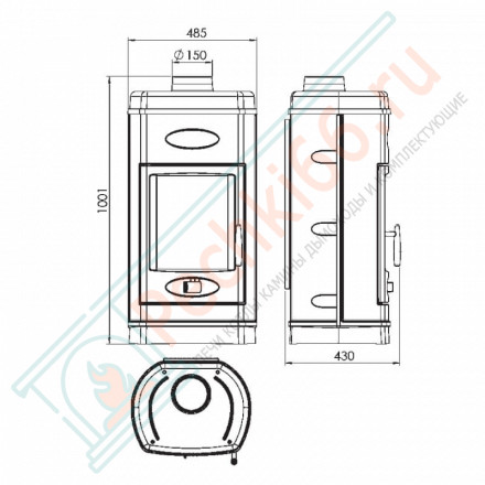 Чугунная печь-камин Aurora, черная (Plamen)