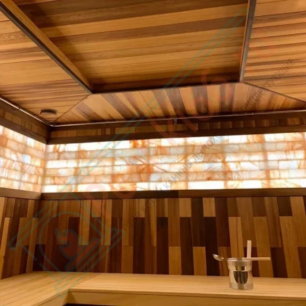 Плитка из гималайской розовой соли 200x100x25 мм шлифованная (с пазом)