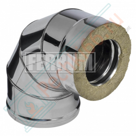 Сэндвич колено 90° (НЕРЖ-430/0,8-НЕРЖ-430/0,5) d-130/200 (Ferrum HF)