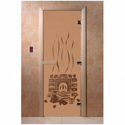 Дверь стеклянная для бани, матовая бронза, "Банька" 1900х700 (DoorWood)