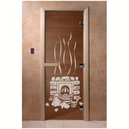 Стеклянная дверь для бани бронза прозрачная "Банька" 1900х700 (DoorWood)