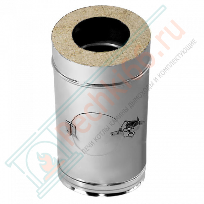 Труба V50R с лючком ревизии с изол L=500 (AISI-321/0,8-AISI-304/0,5) d-160/260 (Вулкан-Cerablanket)