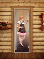 Стеклянная дверь для бани и сауны DoorWood Престиж фотопечать А016