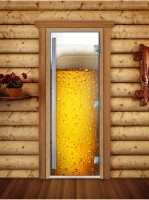Стеклянная дверь для бани и сауны DoorWood Престиж фотопечать А014