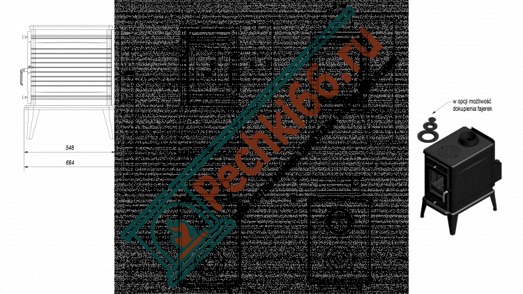 Чугунная печь KOZA K10 турбина (Kratki)