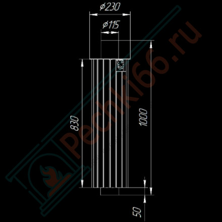 Дымоход с регистром Жадеит + Россо Леванте, d-115, L=1000 мм (Feringer)