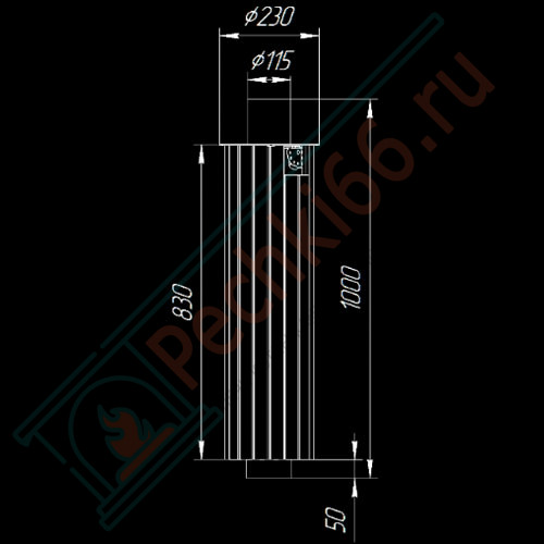 Дымоход с регистром Жадеит + Россо Леванте, d-115, L=1000 мм (Feringer)