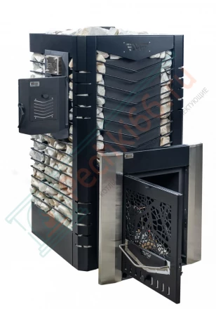 Газовая банная печь из нержавеющей стали № 06-ГТ 20 с сеткой для камней (Тройка) до 18 м3