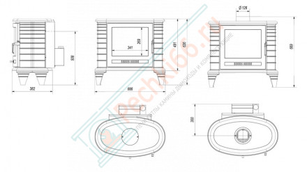 Чугунная печь-камин KOZA K8 турбина (Kratki)