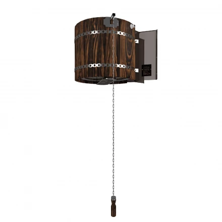 Обливное устройство для бани Ливень 50 л, с деревянным обрамлением «лиственница темная» (Инжкомцентр ВВД)