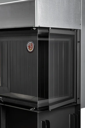 Каминная топка Дельта 1000 BV три стекла принтинг черный шамот, вертикальная ламель (Экокамин)