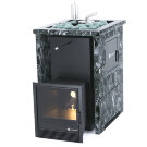 Печь для бани Анапа-М2 в трёхстороннем кожухе с открытым верхом из пироксенита (ИзиСтим)