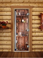 Стеклянная дверь для бани и сауны DoorWood Престиж фотопечать А006