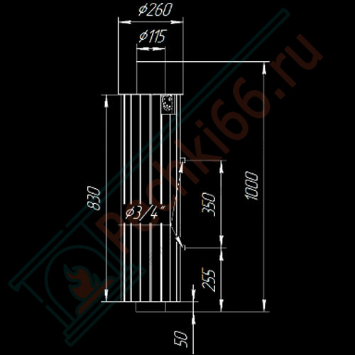 Дымоход с регистром Верде Гватемала наборный, d-115, L=1000 мм (Feringer)
