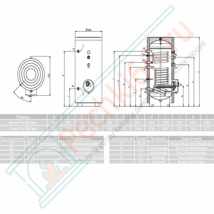 Бойлер косвенного нагрева Combi Pro 300 inox (Metalac)