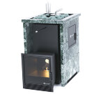 Печь для бани Анапа-М2 в трёхстороннем кожухе с открытым верхом из змеевика (ИзиСтим)