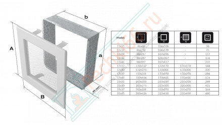 Решётка вентиляционная каминная графитовая 110х420 42G (Kratki)