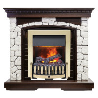 Электрический Каминокомплект Glasgow - Темный дуб / Белый с очагом Danville Brass FB2